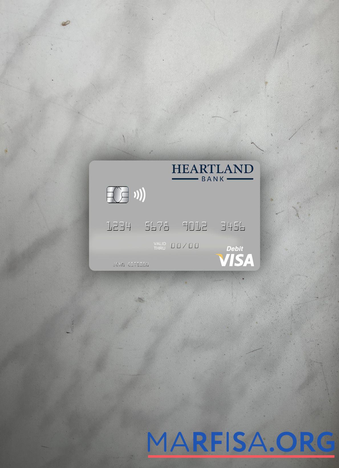 Blank New Zealand Heartland Bank visa debit card photolook front download for verification